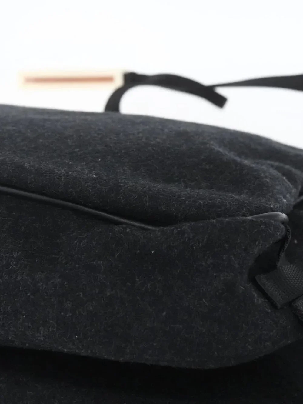 PRADA Shoulder Bag Wool Leather Black Silver